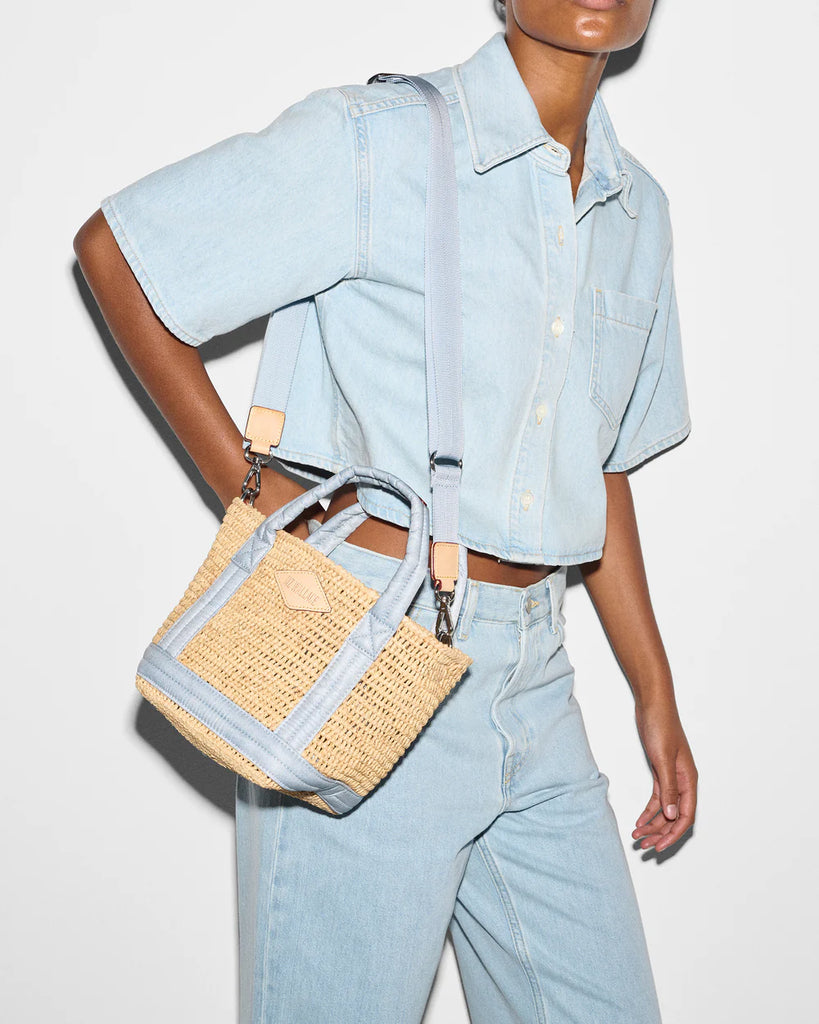 MZ Wallace Mini Raffia Tote Chambray