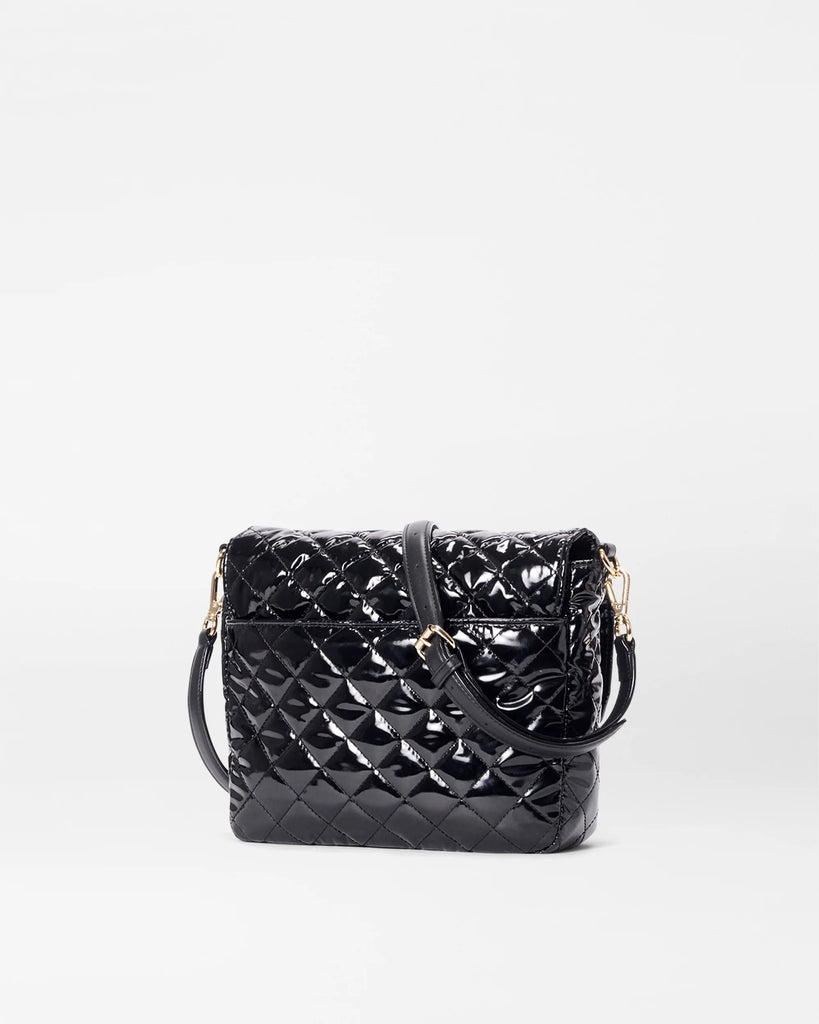 MZ Wallace Medium Crosby Lock Crossbody Black Lacquer