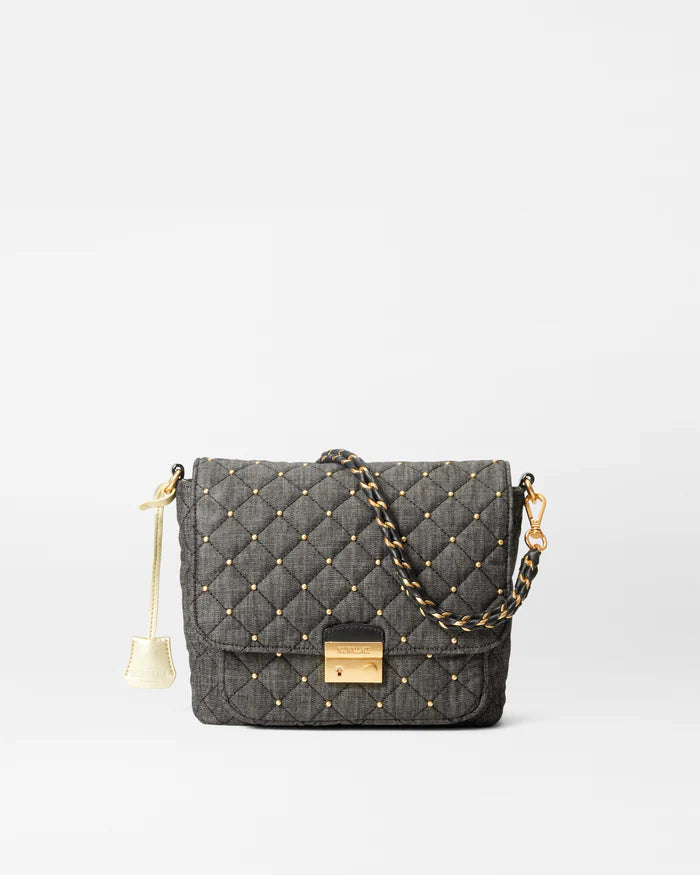 MZ Wallace Medium Crosby Lock Crossbody True Charcoal Denim