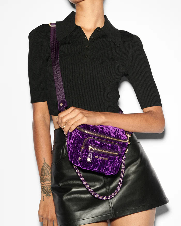 MZ Wallace Micro Crosby Sling Velvet Amethyst