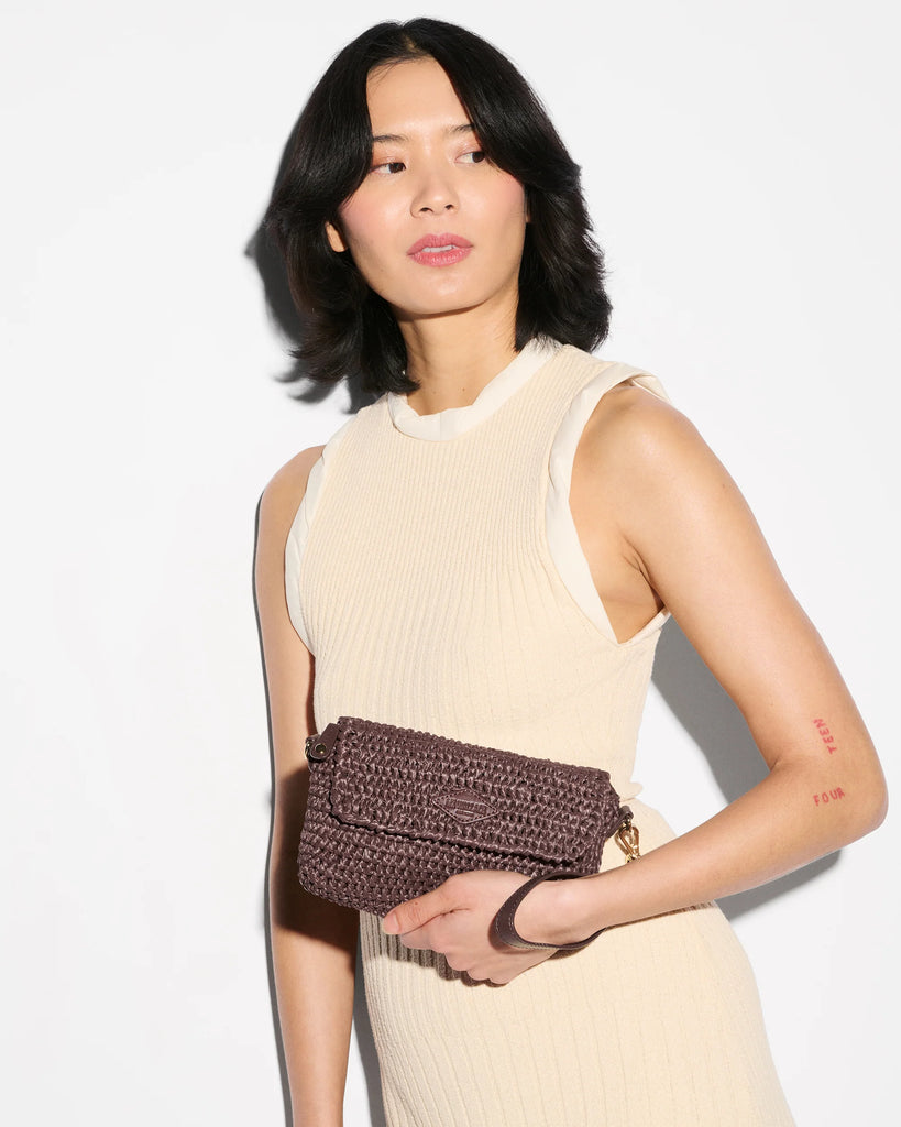 MZ Wallace Crochet Convertile Crossbody Chocolate Brown