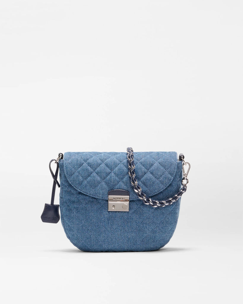 MZ Wallace Crosby Lock Saddle Crossbody True Blue Denim
