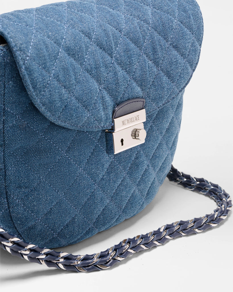 MZ Wallace Crosby Lock Saddle Crossbody True Blue Denim