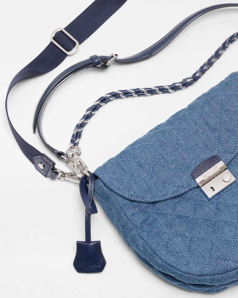 MZ Wallace Crosby Lock Saddle Crossbody True Blue Denim