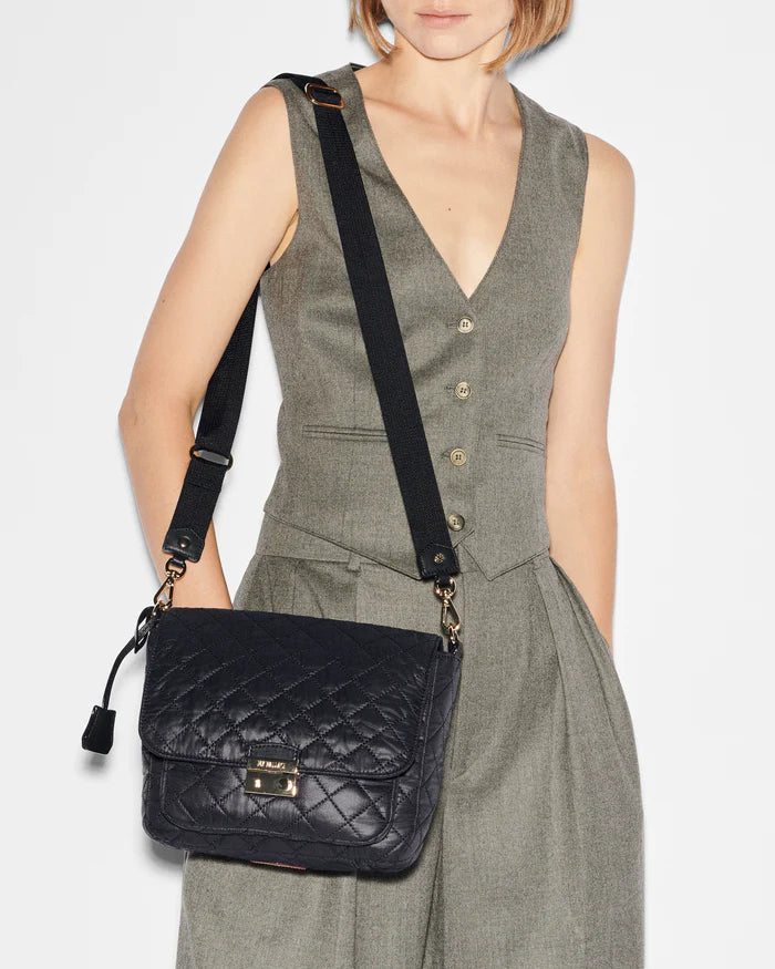 MZ Wallace Crosby Lock Medium Crossbody Black