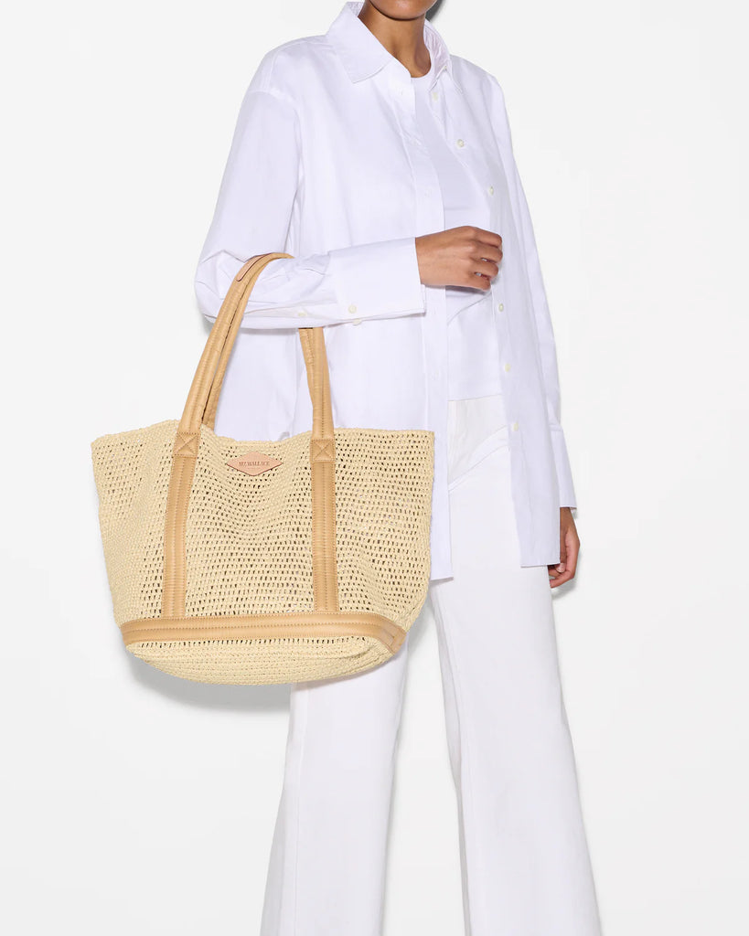 MZ Wallace Medium Crochet Tote Camel