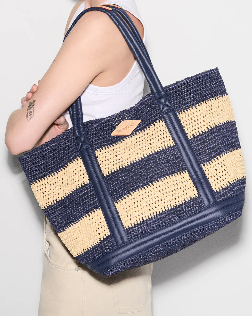 MZ Wallace Medium Crochet Tote Dawn/Natural Stripe
