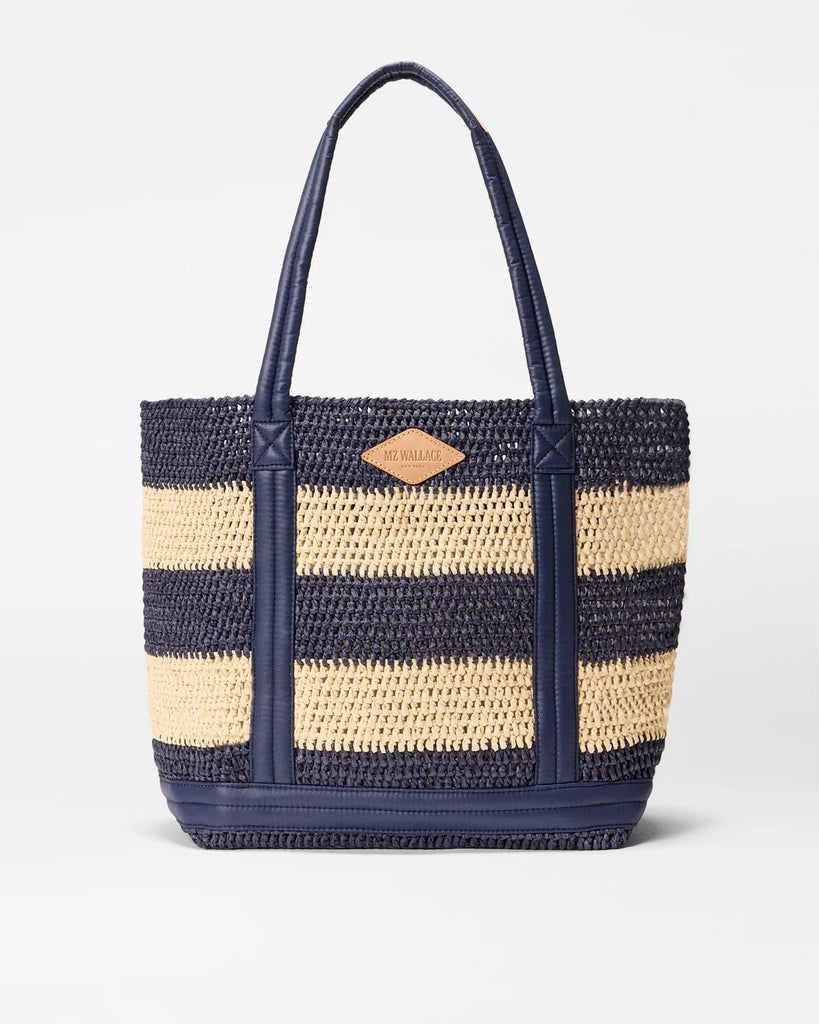 MZ Wallace Medium Crochet Tote Dawn/Natural Stripe