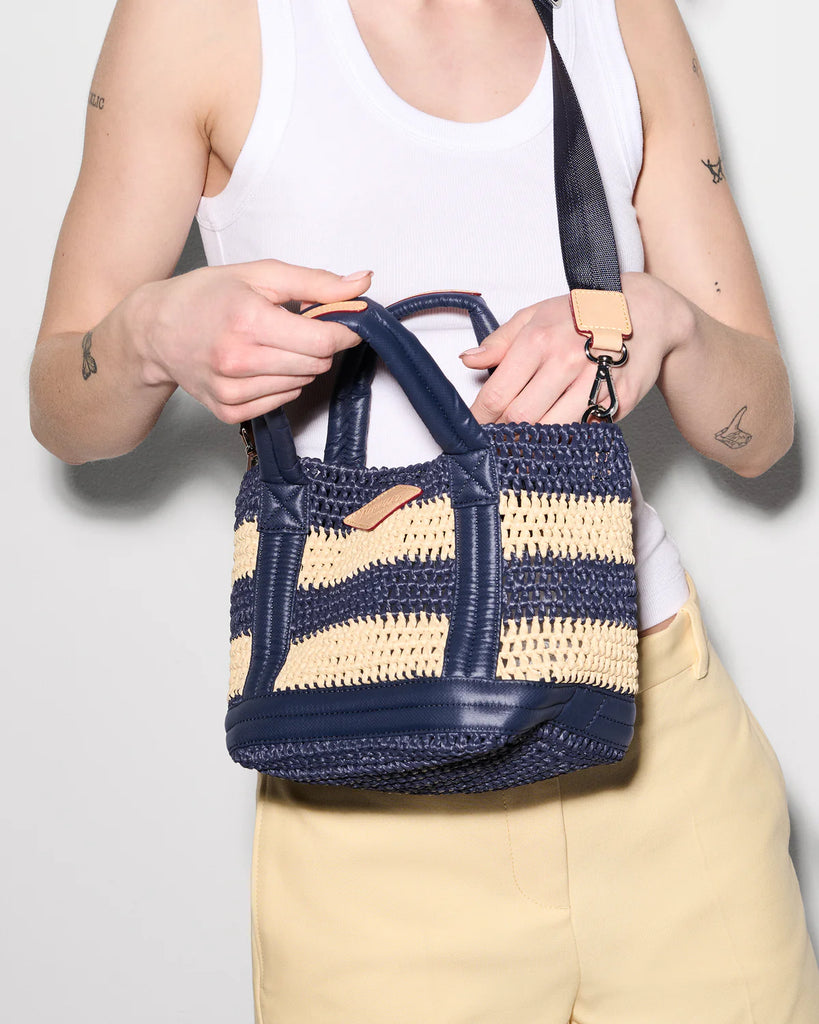 MZ Wallace Mini Crochet Tote Dawn/Natural Stripe