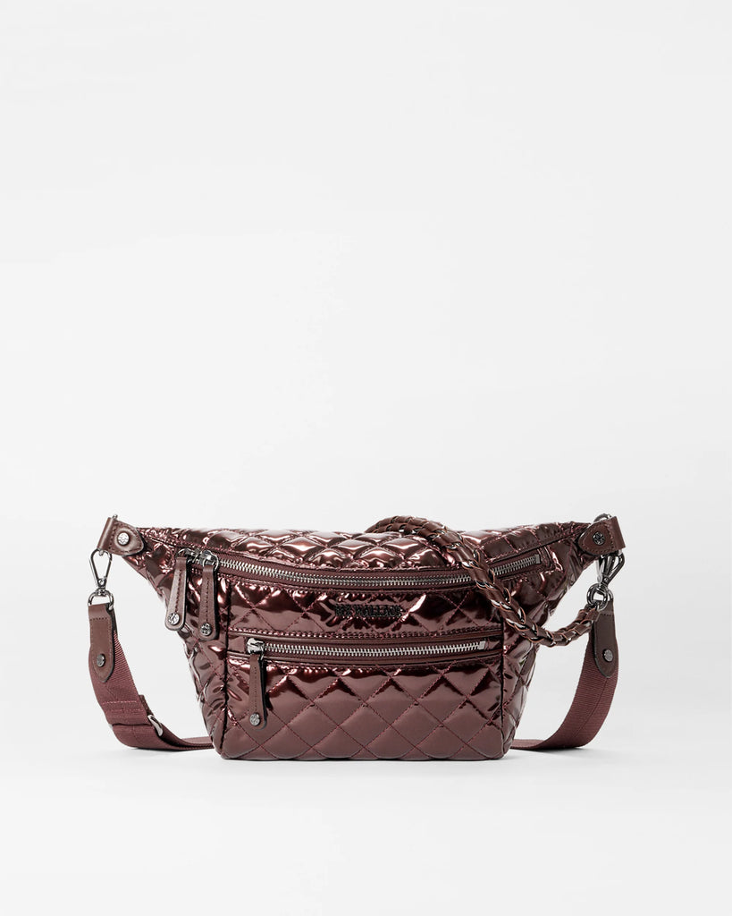 MZ Wallace Small Crosby Crossbody Sling Bordeaux Lacquer