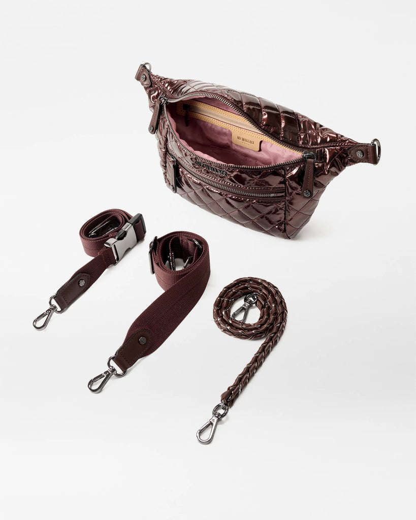MZ Wallace Small Crosby Crossbody Sling Bordeaux Lacquer