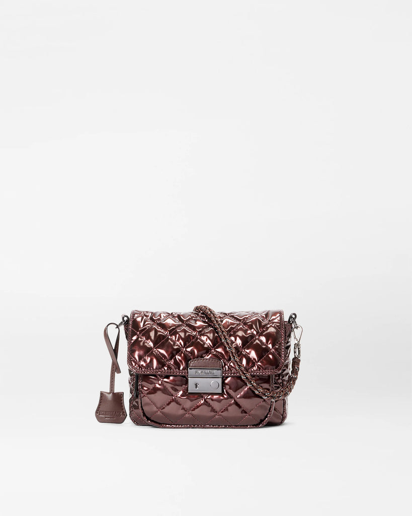 MZ Wallace Small Crosby Lock Crossbody Bordeaux Lacquer