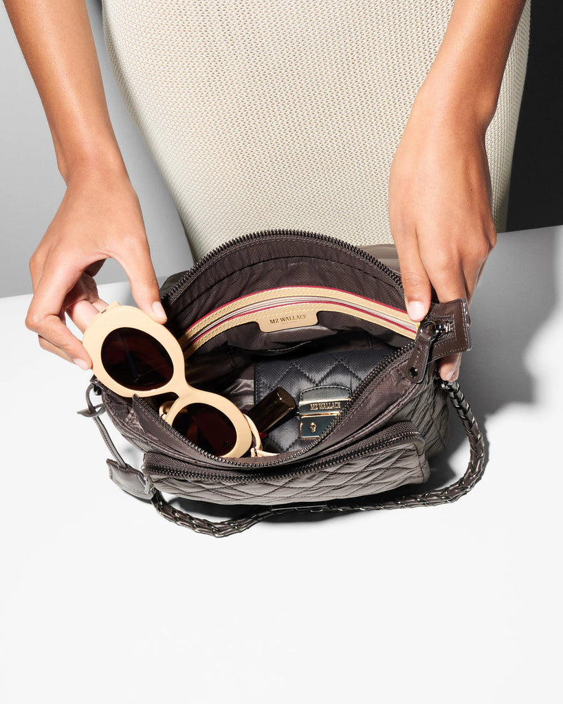 MZ Wallace Medium Lock Crossbody Espresso