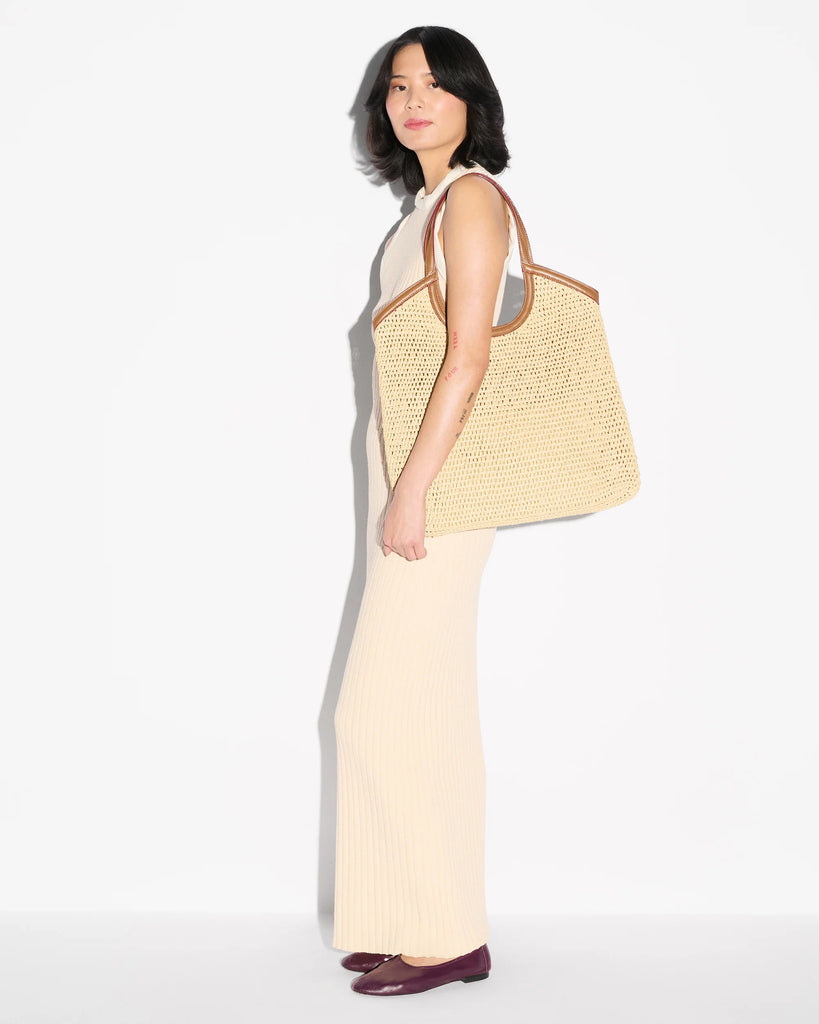 MZ Wallace Large Crochet Georgica Tote Camel