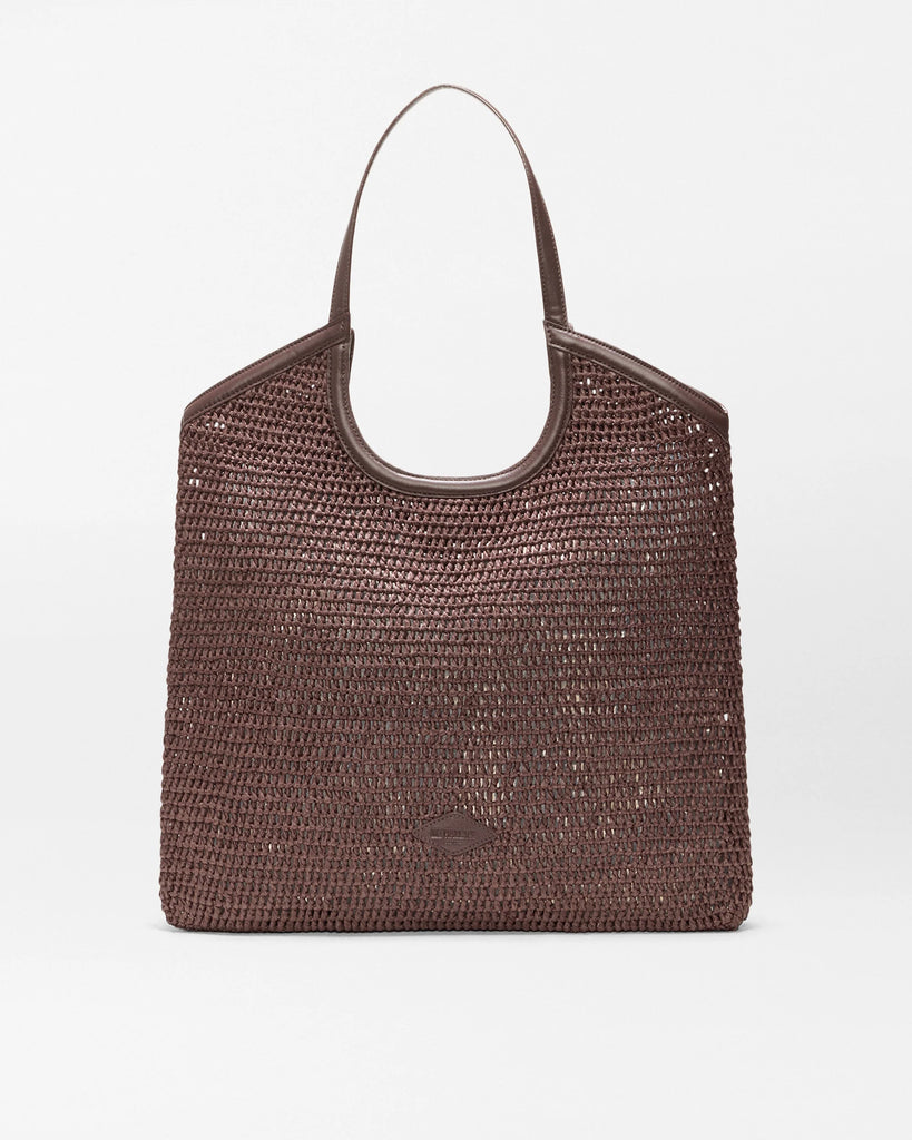 MZ Wallace Large Crochet Georgica Tote Chocolate Brown