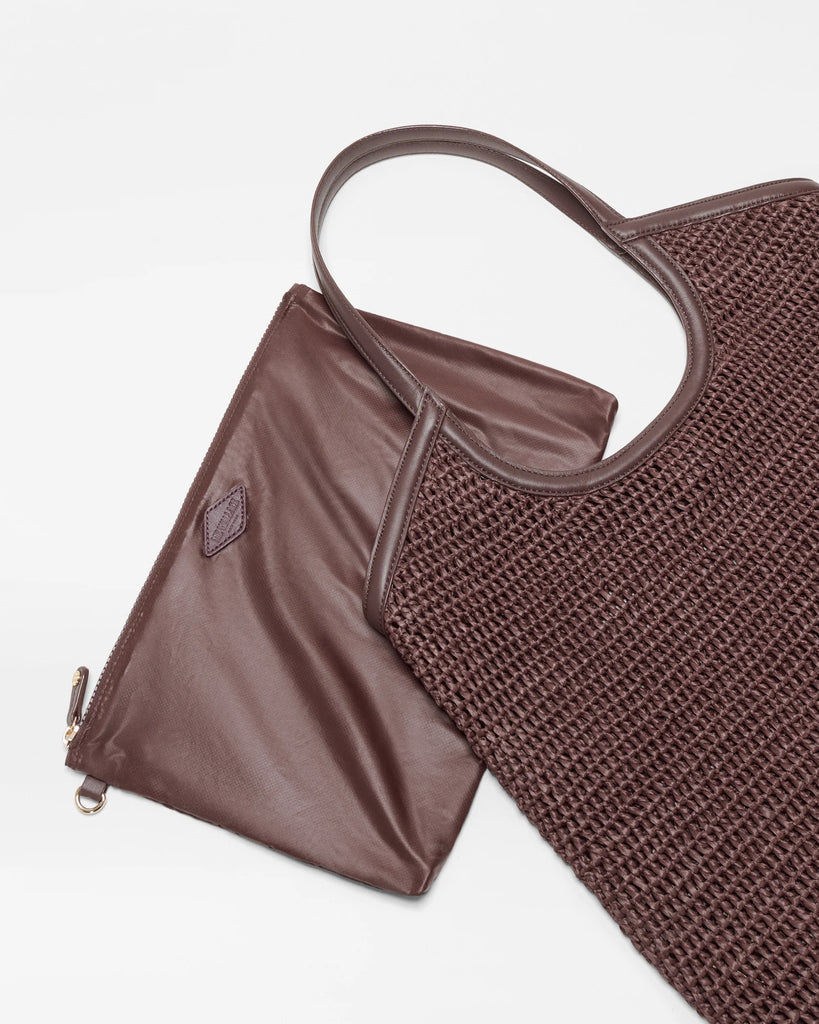 MZ Wallace Large Crochet Georgica Tote Chocolate Brown