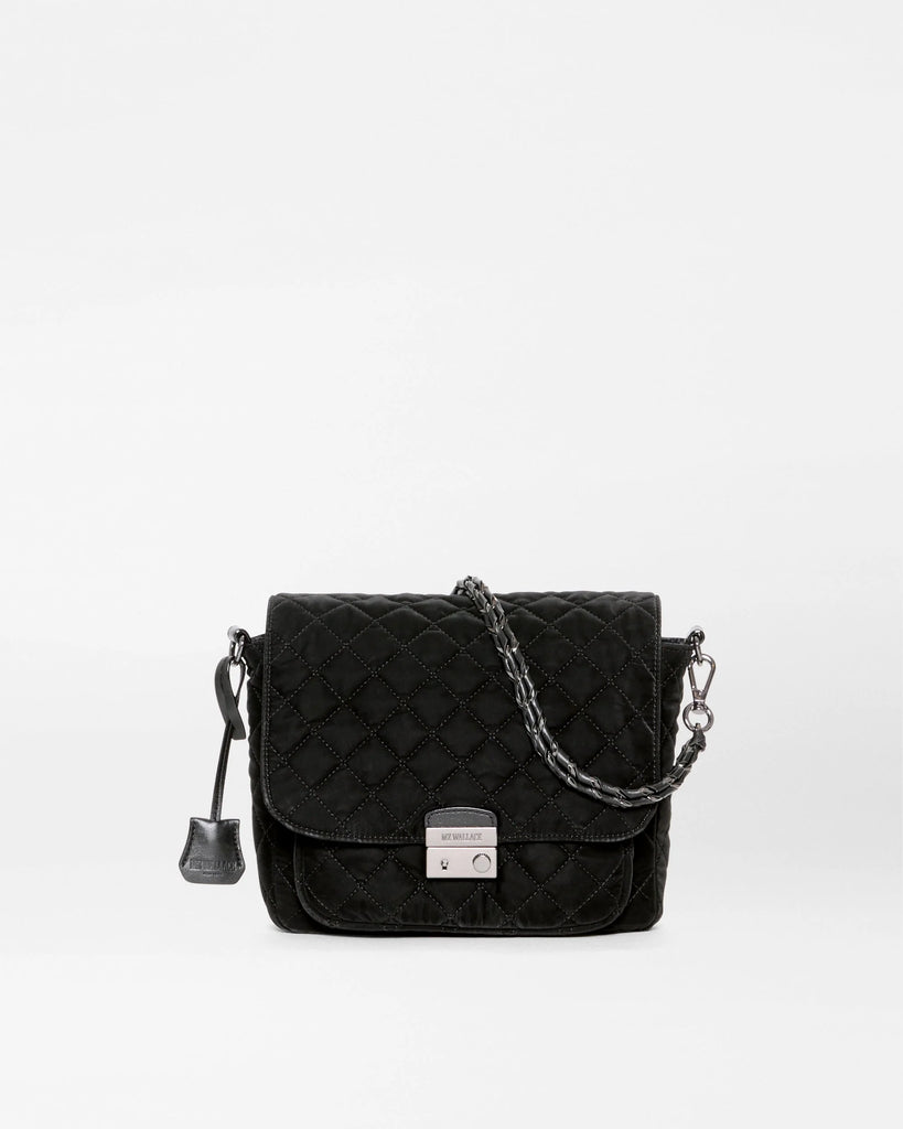 MZ Wallace Medium Crosby Lock Crossbody Black Velvet