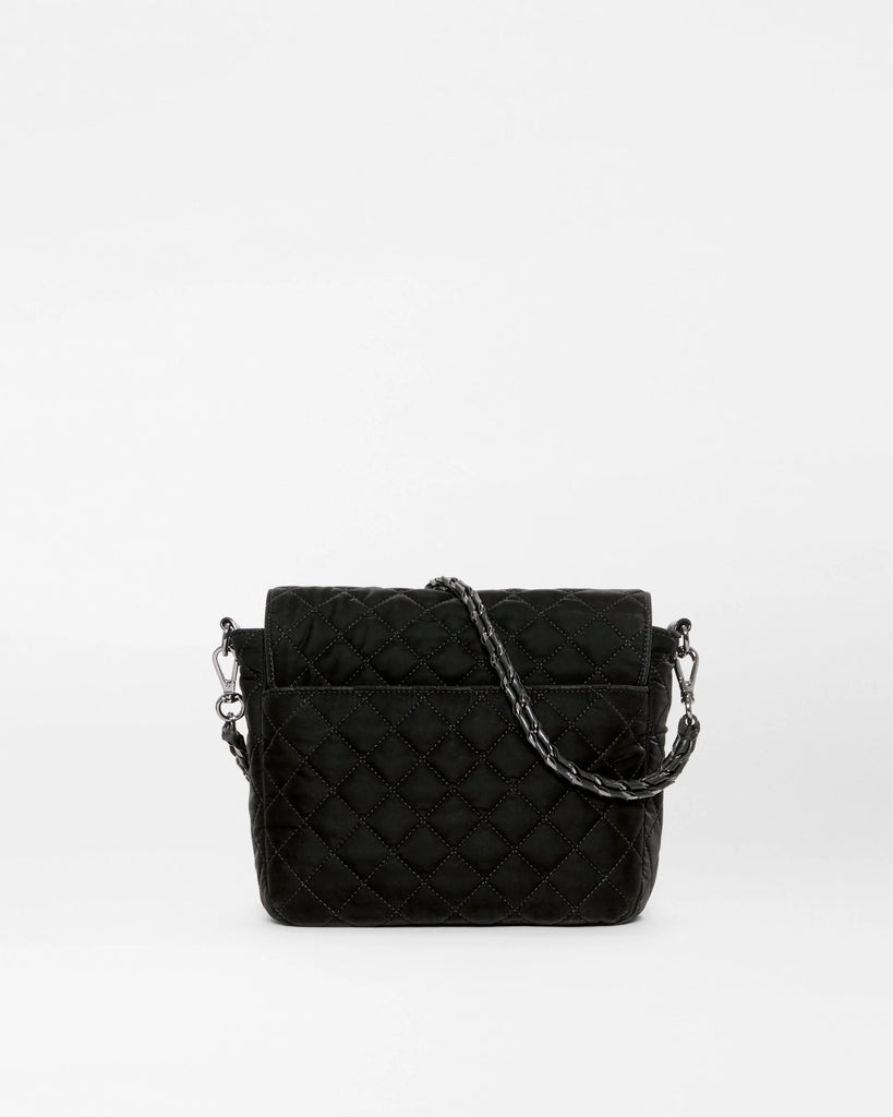 MZ Wallace Medium Crosby Lock Crossbody Black Velvet