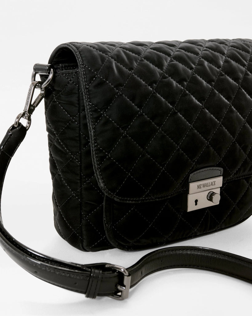 MZ Wallace Medium Crosby Lock Crossbody Black Velvet
