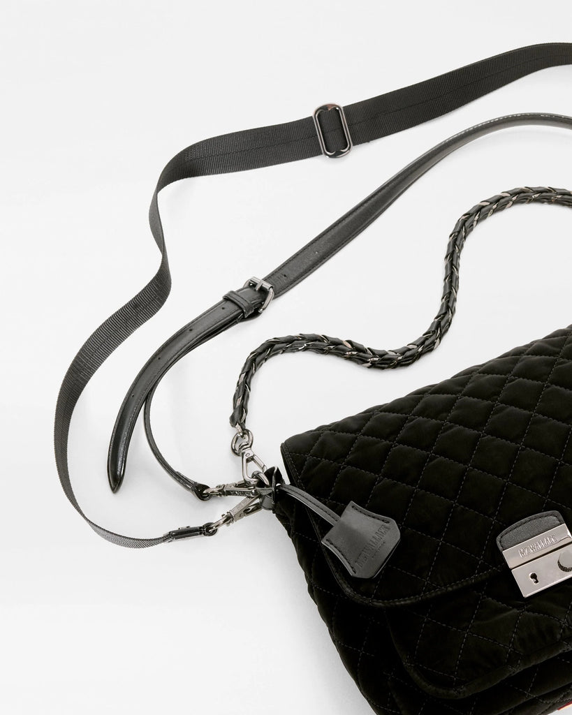 MZ Wallace Medium Crosby Lock Crossbody Black Velvet