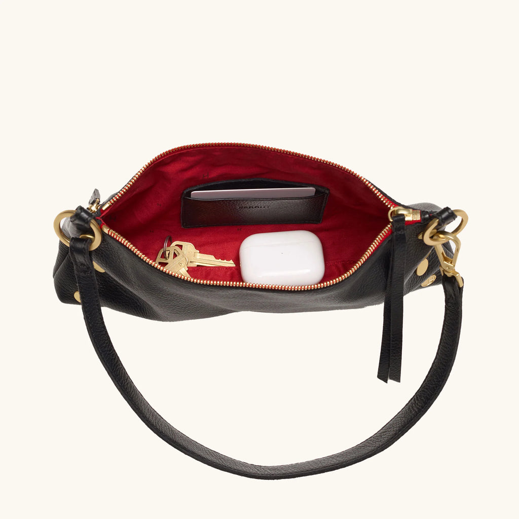 Hammitt Kyle Black/ Brushed Gold Red Zip