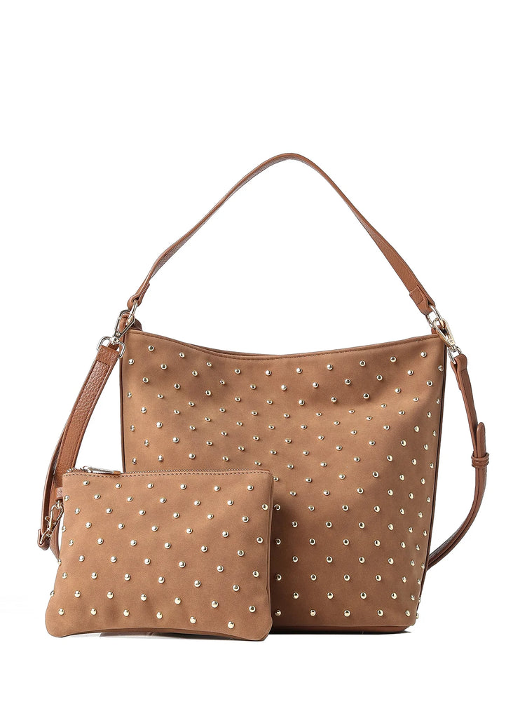 Celine Studded Shoulder Bag Saddle