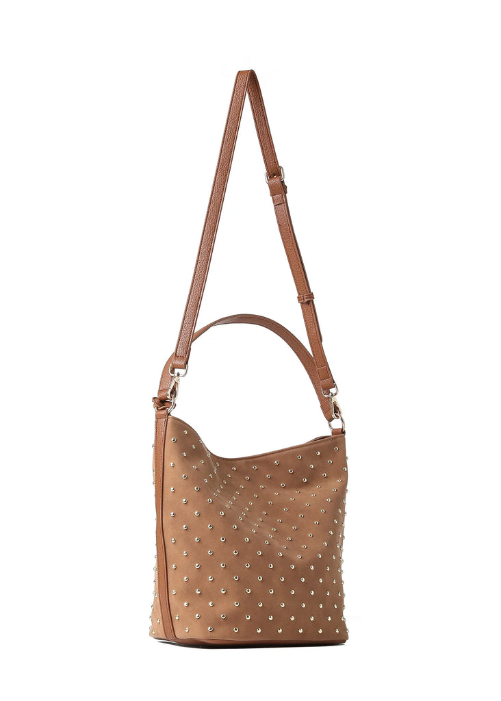 Celine Studded Shoulder Bag Saddle