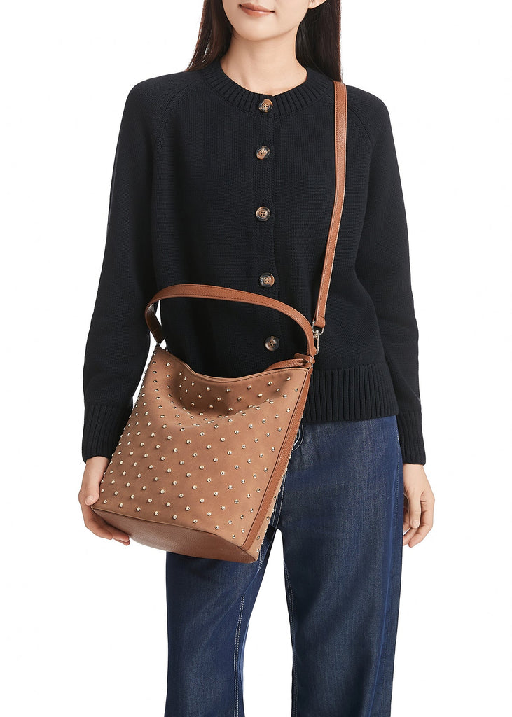 Celine Studded Shoulder Bag Saddle