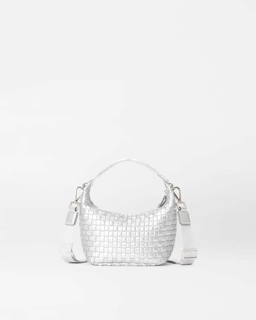 MZ Wallace Mini Woven Hobo Matte Silver