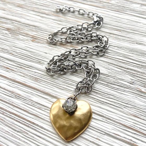 Handmade Mixed Metal Heart Necklace
