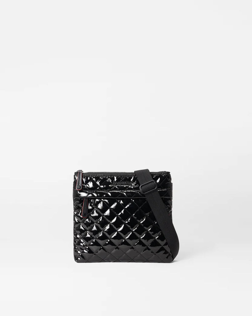 MZ Wallace Metro Flat Crossbody Black Lacquer