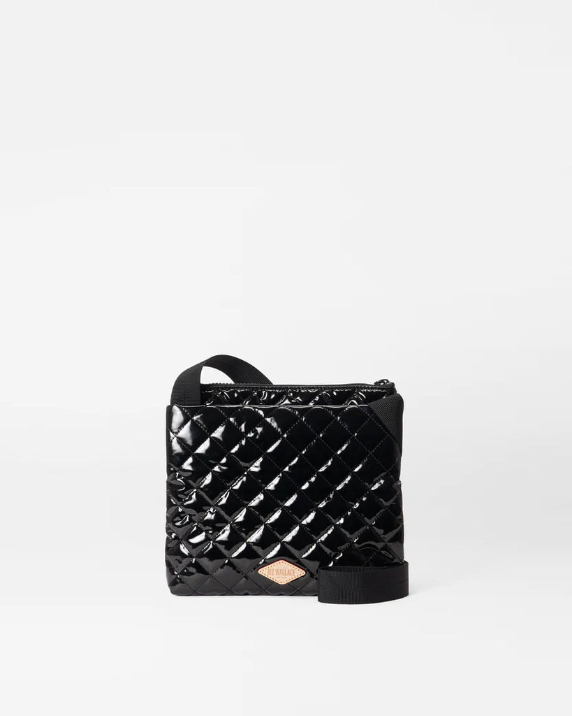 MZ Wallace Metro Flat Crossbody Black Lacquer