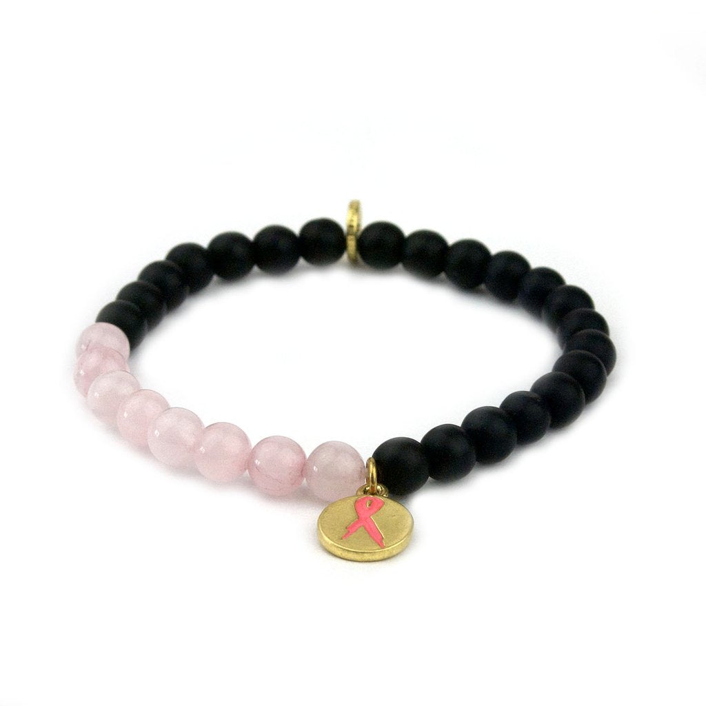 Pink Ribbon Natural Stone Bracelet
