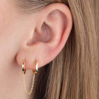 Gold Huggie Chain Earring