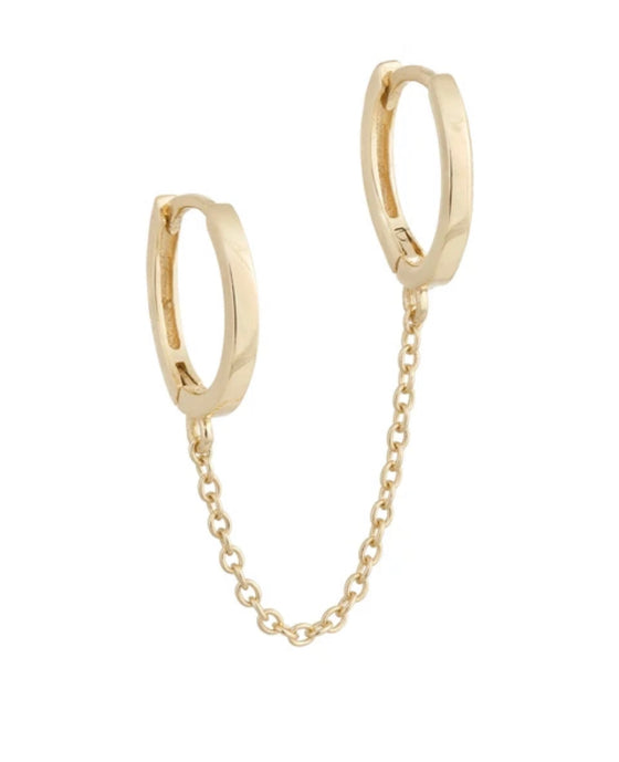 Gold Huggie Chain Earring