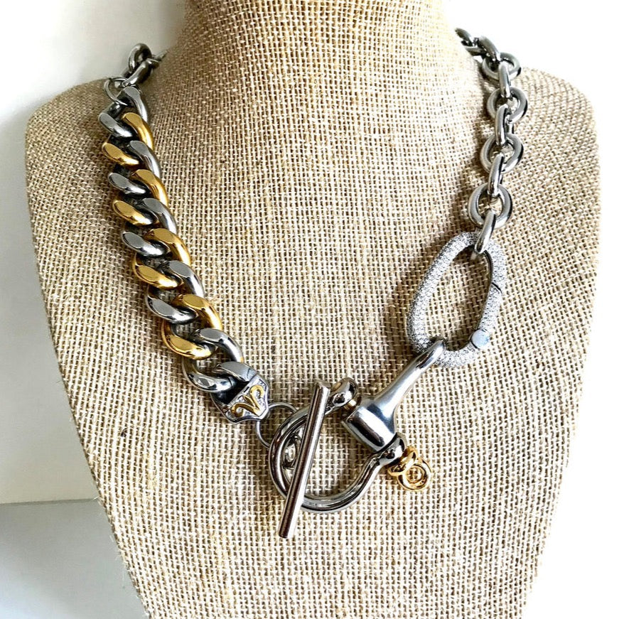 Equestrian Necklace Two Tone Mixed Metal