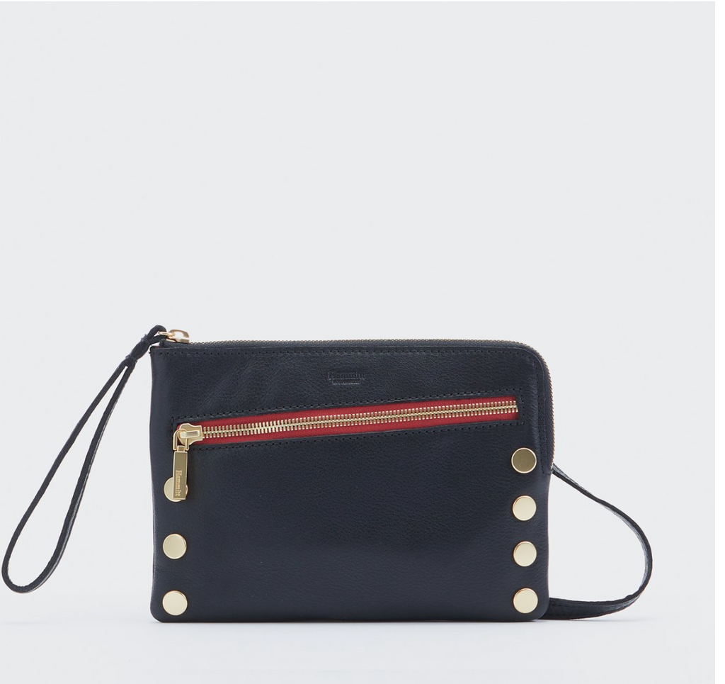 Hammitt Nash Black/Brushed Gold Red Zipper