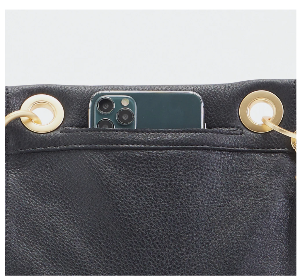 Hammitt Tony Small Black/Brushed Gold Red Zipper