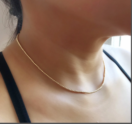 14 Karat Gold Fill Beaded Choker Necklace