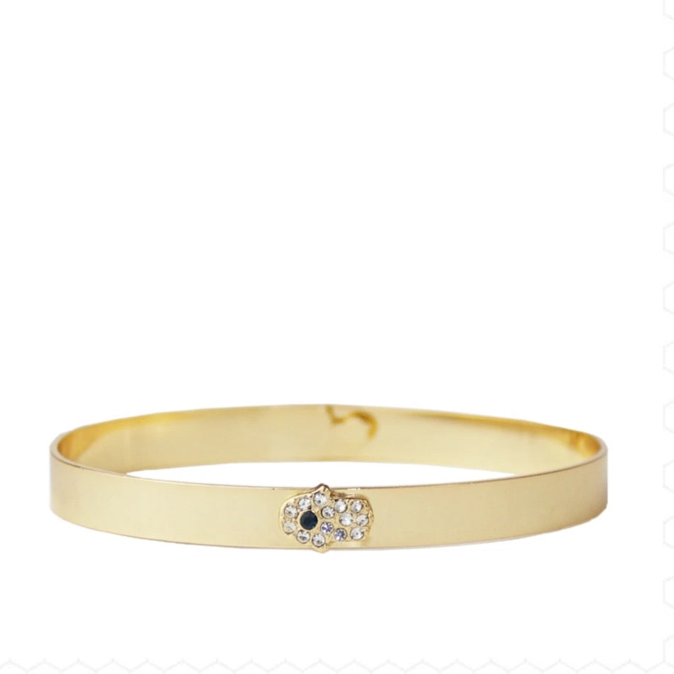 Pave Hamsa Bangle Gold